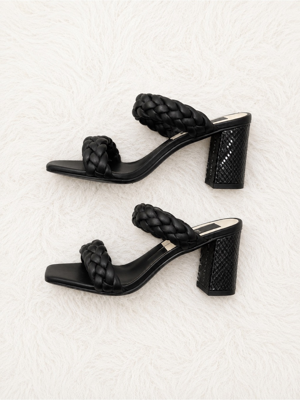 Dolce Vita Braided Block Heel Sandals Women’s Size 7 Black Square Toe Trendy - Picture 3 of 6